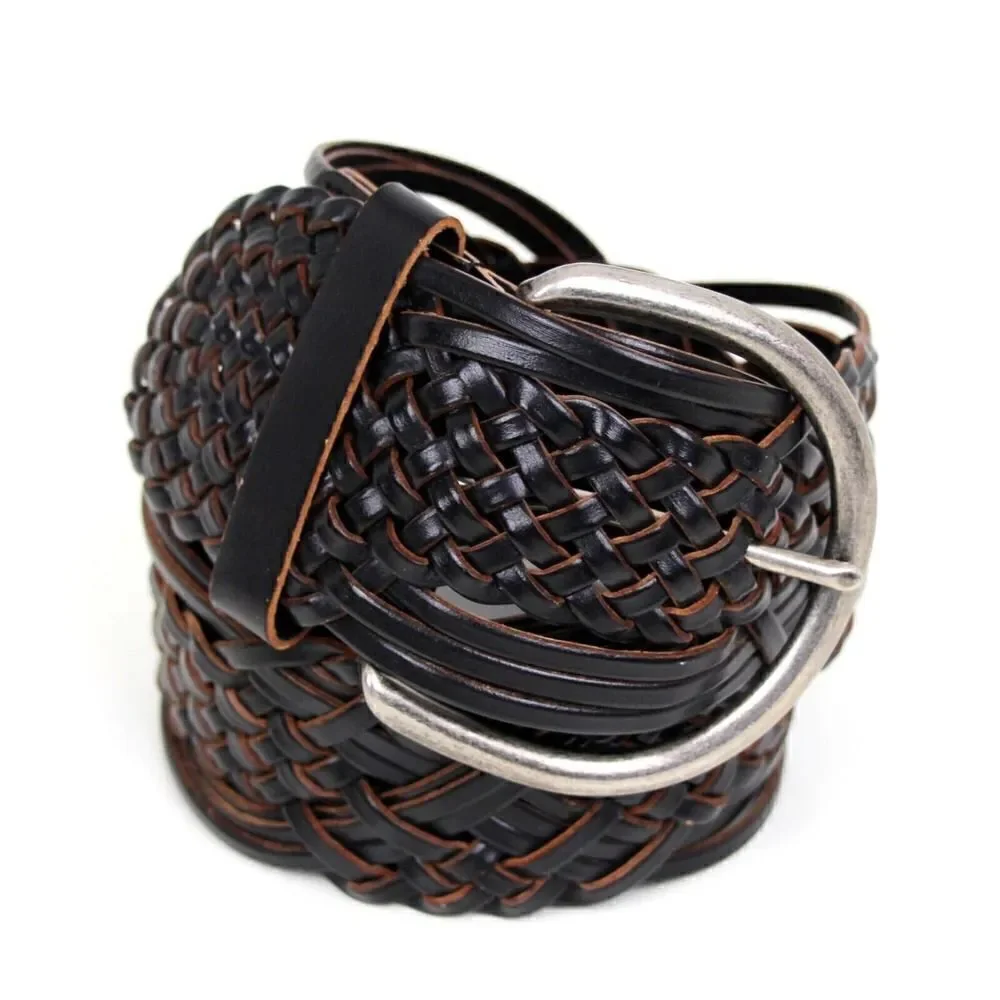 BRAIDED WOVEN BROWN BONDED LEATHER 2